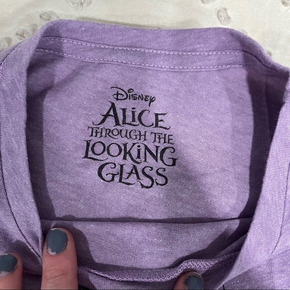 NEW Disney Cheshire Alice Through The Looking Glass Heather Purple Tee Shirt - Picture 4 of 5